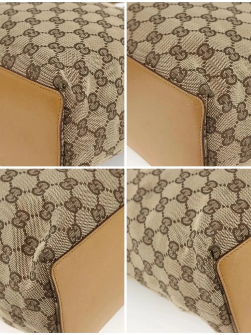 GUCCI GG Canvas Tote Bag Beige Gold 002 1098 2404 Auth ka2901